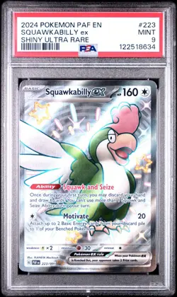 2024 POKEMON PAF EN-PALDEAN FATES SHINY ULTRA RARE #223 SQUAWKABILLY EX PSA 9 - Image 1