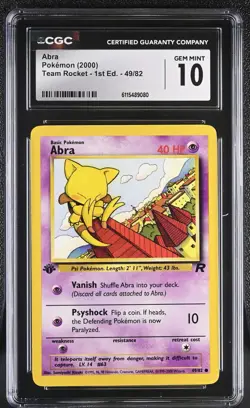 CGC GEM MINT 10 Pokemon Abra 49/82 2000 Team Rocket 1st Edition - Image 1