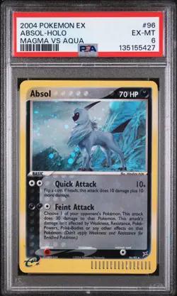 2004 POKEMON EX TEAM MAGMA VS TEAM AQUA #96 ABSOL-HOLO PSA 6 - Image 1