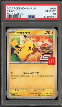 Pokemon 2025 Pikachu McDonald's Purchase JPN Promo 020/M-P PSA 10 Gem Mint - Image 1