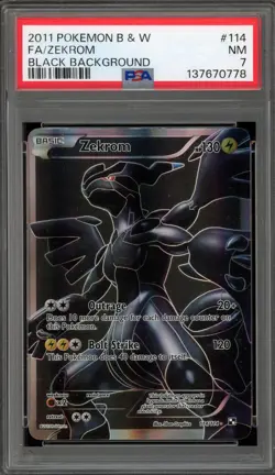 Pokemon Zekrom Black & White Black Background Full Art #114 PSA 7 - Image 1