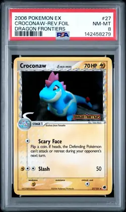 2006 POKEMON EX DRAGON FRONTIERS #27 CROCONAW-REVERSE FOIL PSA 8 - Image 1