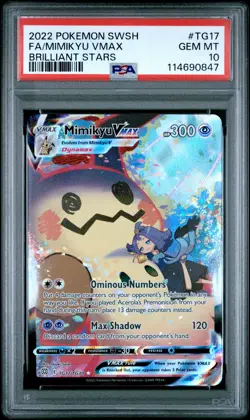 2022 POKEMON SWORD & SHIELD BRILLIANT STARS #TG17 FULL ART/MIMIKYU VMAX PSA 10 - Image 1