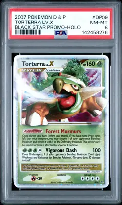 2007 POKEMON DIAMOND & PEARL BLACK STAR PROMO HOLO #DP09 TORTERRA LV.X PSA 8 - Image 1