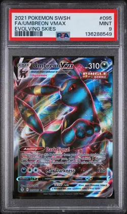 2021 POKEMON SWORD & SHIELD EVOLVING SKIES #095 FULL ART/UMBREON VMAX PSA 9 - Image 1