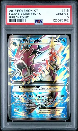 2016 POKEMON XY BREAKPOINT #115 FULL ART/M GYARADOS EX PSA 10 - Image 1