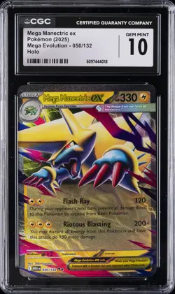 2025 POKEMON MEG EN-MEGA EVOLUTION HOLO #050 MEGA MANECTRIC EX CGC 10 - Image 1