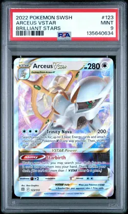 2022 POKEMON SWORD & SHIELD BRILLIANT STARS #123 ARCEUS VSTAR PSA 9 - Image 1