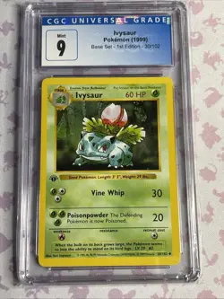 Pokemon Ivysaur Base Set Shadowless 1st Edition #30 CGC 9 Mint - Image 1