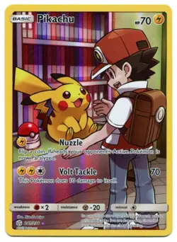 Pokemon Pikachu Ash Secret Rare Sun & Moon Cosmic Eclipse 241/236 Unplayed NM - Image 1