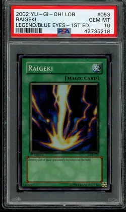 Raigeki LOB-053 Super Rare 1st Edition WAVY Yugioh PSA 10 *218 - Image 1