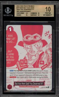 One Piece CCG But Ace Here Said You Deserved It!! OP13-019 BGS 10 Pristine - Image 1