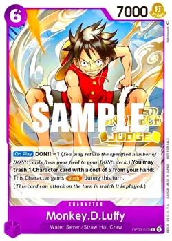 Monkey D. Luffy RARE GOLD JUDGE AWARD CHAMPIONSHIP OP03-070 ONE PIECE TCG NM - Image 2