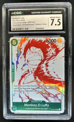 2025 One Piece 3rd Anniversary Treasure Camp Monkey.D.Luffy #OP07-033 CGC 7.5 - Image 1