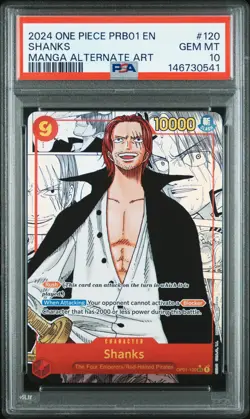 2024 ONE PIECE PRB01-120 MANGA ALT ART ONE PIECE CARD THE BEST SHANKS PSA 10 - Image 1