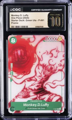 2024 ONE PIECE STARTER DECK PROMO GREEN UTA MONKEY D. LUFFY CGC 10 PRISTINE - Image 1