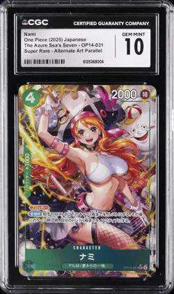 2025 ONE PIECE JPN AZURE SEA'S SEVEN SUPER RARE-ALT. ART NAMI CGC 10 GEM MINT - Image 1