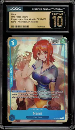 One Piece CCG Nami Emperors Rare Alt Art Parallel OP09-050 CGC 10 Pristine - Image 1
