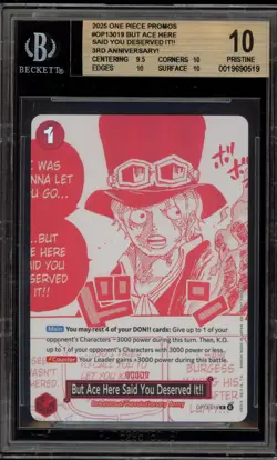 One Piece CCG But Ace Here Said You Deserved It!! OP13-019 BGS 10 Pristine - Image 1