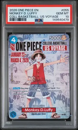 2026 ONE PIECE PROMOS COLLEGE BASKETBALL : US VOYAGE MONKEY D. LUFFY PSA 10 - Image 1