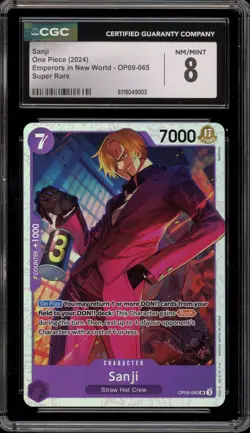 One Piece CCG Sanji Emperors in the New World Super Rare OP09-065 CGC 8 - Image 1