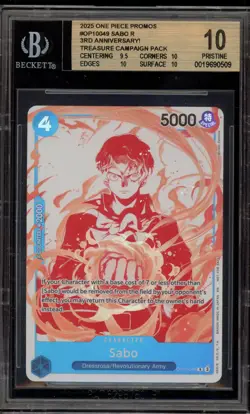 One Piece CCG Sabo 3rd Anniversary! Treasure Campaign Pk. Promo OP10-049 BGS 10 - Image 1