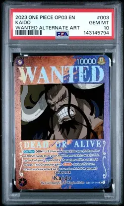 2023 One Piece Pillars of Strength OP03 Kaido Wanted Alternate Art #003 PSA 10 - Image 1