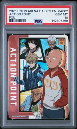Union Arena TCG Saitama Genos Action Point Holo PSA 10 Gem Mint One Punch Man - Image 1
