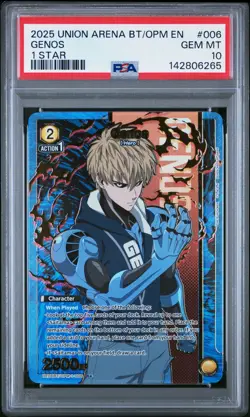 Union Arena TCG Genos Alt Art Holo PSA 10 Gem Mint CCG One Punch Man - Image 1