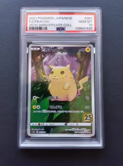 PSA 10 Pikachu 001/028 s8a 25th Anniversary Collection Pokemon Card Japanese - Image 1