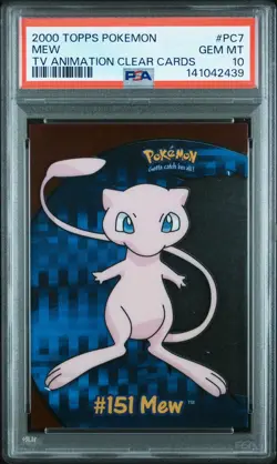 2000 TOPPS POKEMON TV ANIMATION CLEAR CARDS #PC7 MEW PSA 10 - Image 1