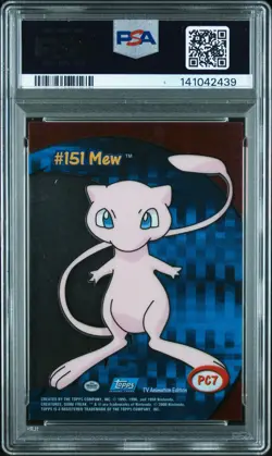 2000 TOPPS POKEMON TV ANIMATION CLEAR CARDS #PC7 MEW PSA 10 - Image 2