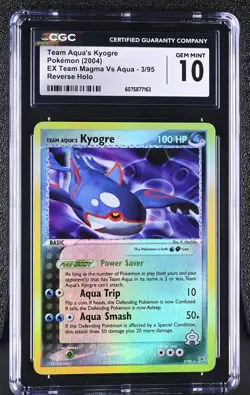 CGC 10 Team Aqua's Kyogre EX Team Magma Vs Aqua 3/95 Reverse Holo Pokemon Card - Image 1