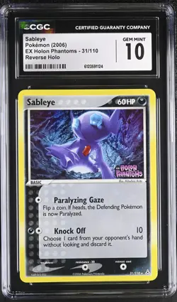 CGC 10 Sableye 2006 EX Holon Phantoms 31/110 Reverse Holo STAMPED Pokemon Card - Image 1