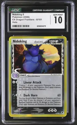 CGC 10 GEM MINT Nidoking 2006 EX Dragon Frontiers 6/101 Holo Pokemon Card - Image 1