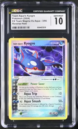 CGC 10 Team Aqua's Kyogre EX Team Magma Vs Aqua 3/95 Reverse Holo Pokemon Card - Image 1