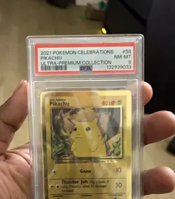2021 Pokemon Celebrations Ultra-Premium Pikachu Metal Card #58 PSA 8 - Image 1