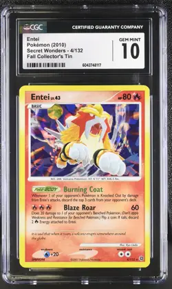 CGC 10 GEM MINT Entei Secret Wonders 4/132 Cracked Ice Holo Pokemon Card - Image 1