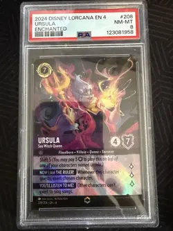 2024 Disney Lorcana Ursula's Return Ursula Sea Witch Queen Enchanted #208 PSA 8 - Image 1