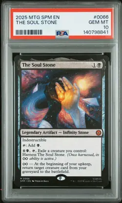2025 MTG MARVEL'S SPIDER-MAN #0066 THE SOUL STONE PSA 10 - Image 1