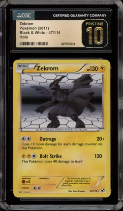 Pokemon Zekrom Black & White Holo Rare #47 CGC 10 Pristine - Image 1