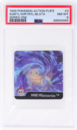 1999 Pokemon Action Flipz Series One Blastoise/Squirtle/Wartortle #3 PSA 8 - Image 1