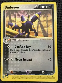 Pokemon TCG Umbreon Card 24/100 Rare, EX Sandstorm 2003, Vintage, LP Condition - Image 1
