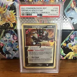 Pokemon Celebrations Greninja Gold Star Promo SWSH144 - Graded - PSA 8 - Image 1