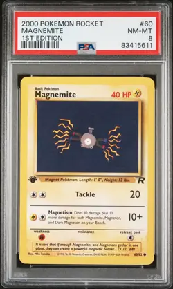 2000 POKEMON ROCKET #60 MAGNEMITE 1ST EDITION NM-MT PSA 8 - Image 1