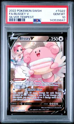 2022 POKEMON SWORD & SHIELD SILVER TEMPEST #TG22 FULL ART/BLISSEY V PSA 10 - Image 1