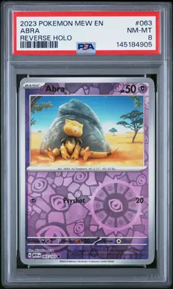 2023 POKEMON MEW EN-151 REVERSE HOLO #063 ABRA PSA 8 - Image 1