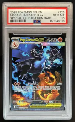 2025 Pokemon PFL Mega Charizard X ex Special Illustration Rare #125/094 PSA 10 - Image 1