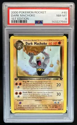 2000 Pokemon Team Rocket First Edition Dark Machoke #40/82 PSA 8 - Image 1