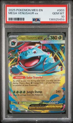 136925459 Mega Venusaur ex 2025 Pokemon Mega Evolution #003 PSA 10 - Image 1